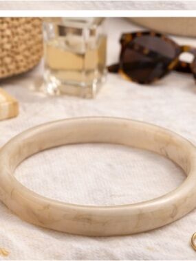 Anthropologie Resin Bangle Bracelet Neutral Marble Stackable Chic